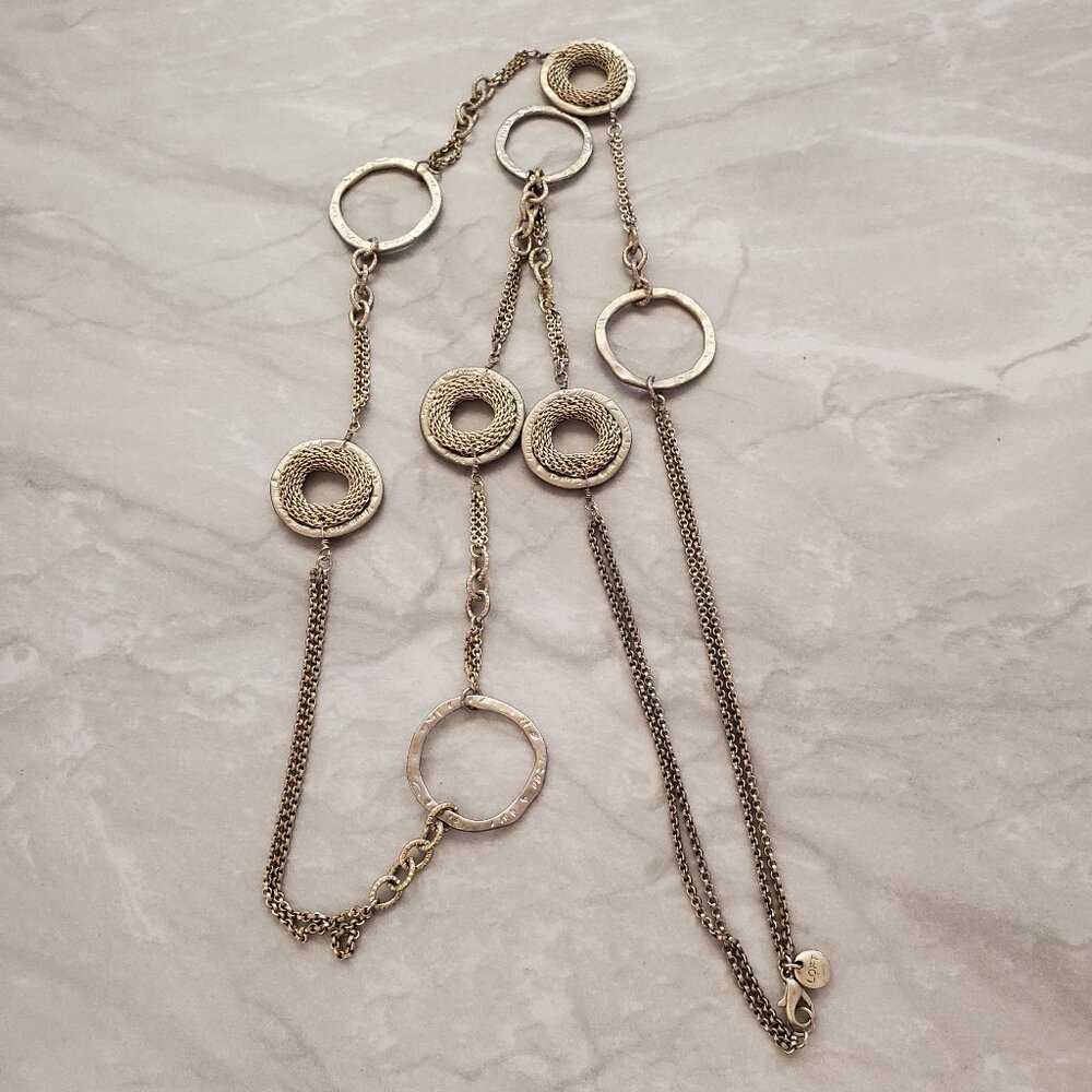 Loft Hammered Circle Station Long Boho Bohemian Gold Necklace